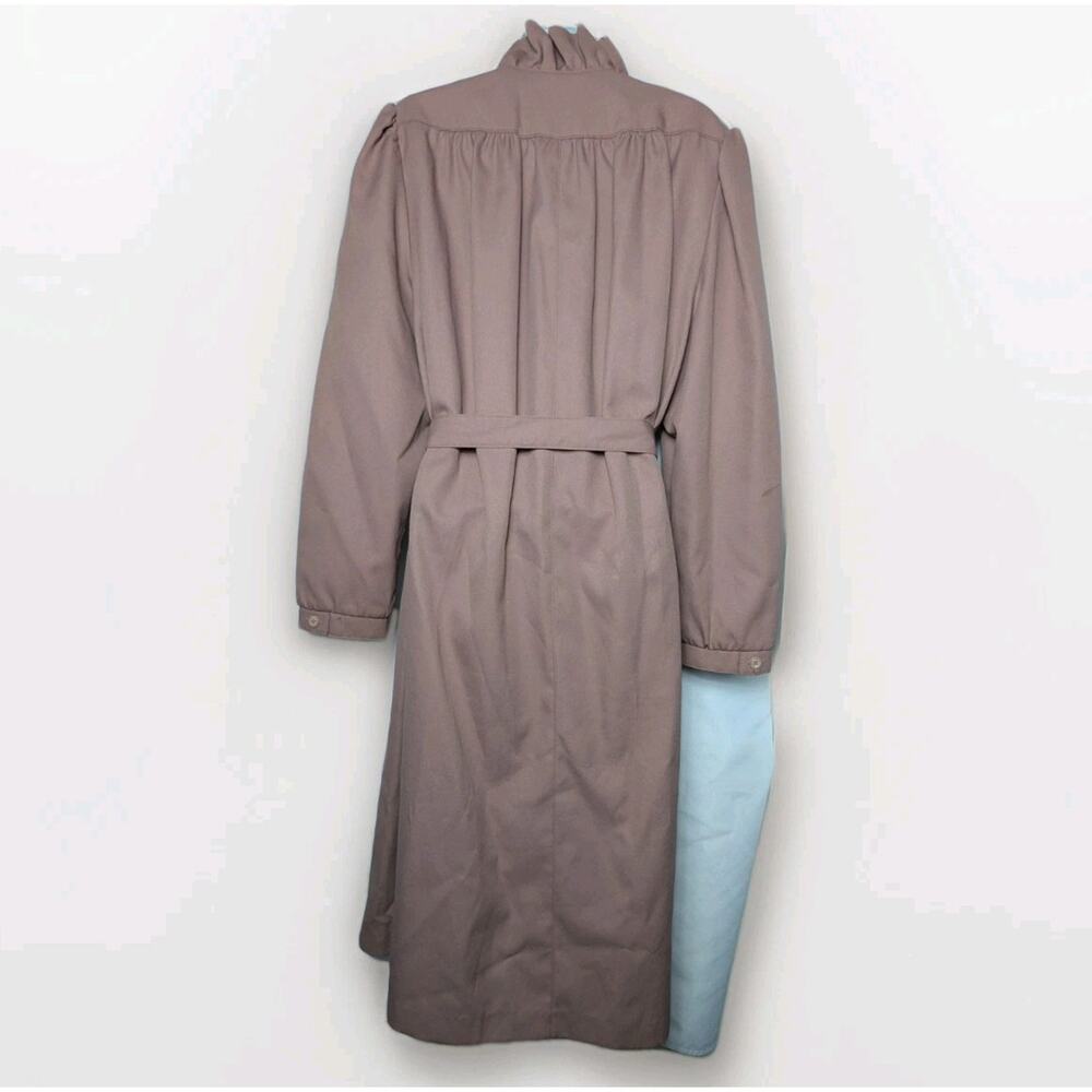 Vintage Bonders 1960s Pale Lilac Mauve Trench Coat Jacket Ruffle Military M - Picture 2 of 11